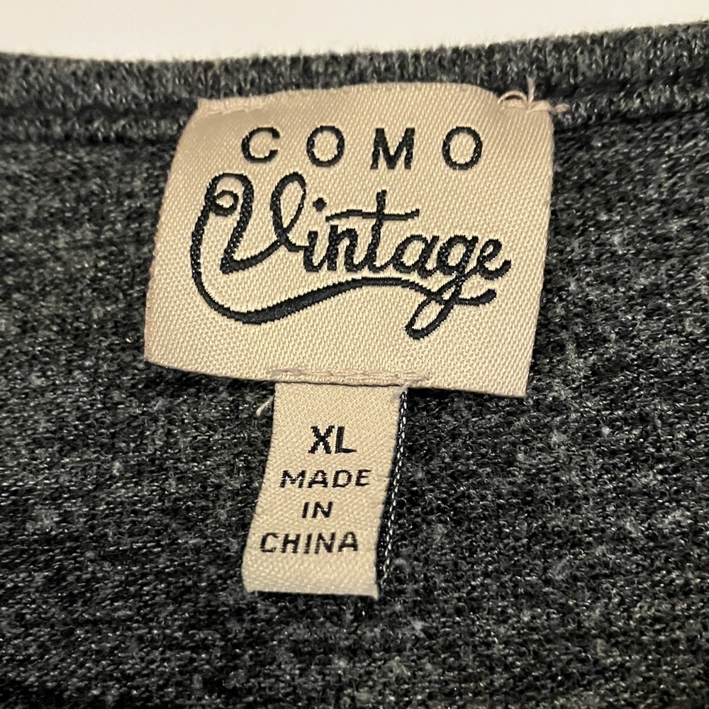 Como Women’s Vintage XL Long Sleeve Dark Grey Pullover Top w/side lace-ups - Picture 6 of 8